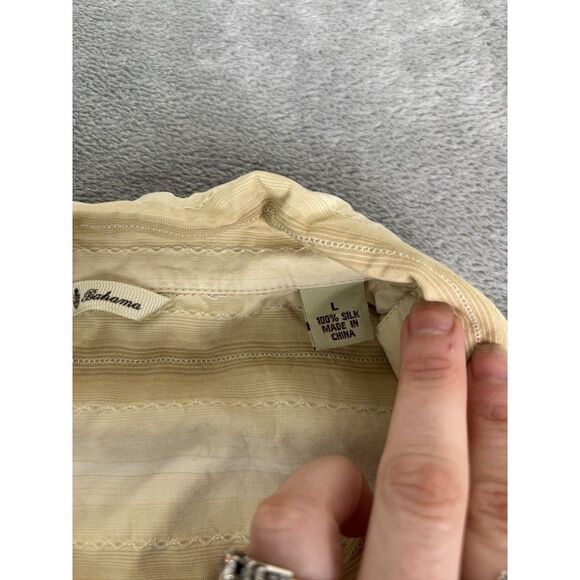 Tommy Bahama Silk Short Sleeve Button Down Shirt Men's Size Large Yellow - Picture 5 of 9